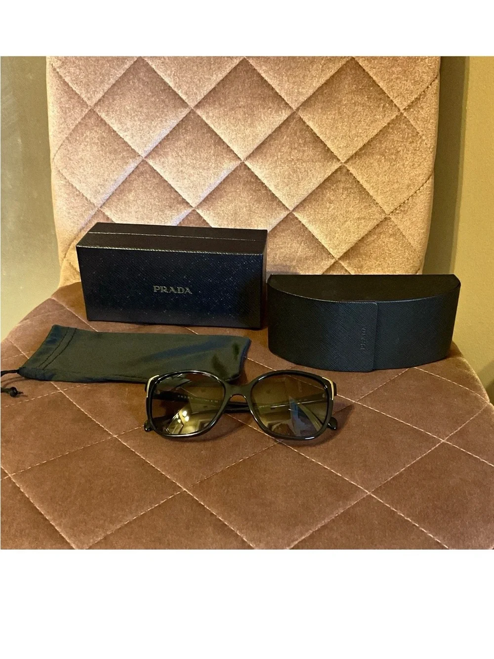 Prada Black Frame Sunglasses with Brown Gradient Lenses